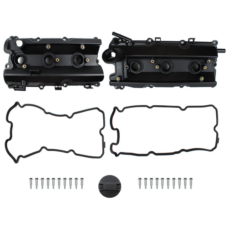 CNS Left & Right Engine Valve Cover with Gasket Compatible with 2003-2008 Infiniti/Nissan 3.5L (3498cc) DOHC V6 - Image 1